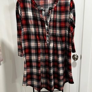 Reborn Red and Black Plaid Tunic Top
